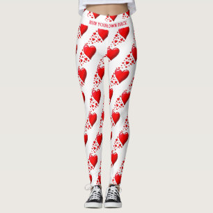 Red Hearts führen Ihre RACE Valentine Custom White Leggings