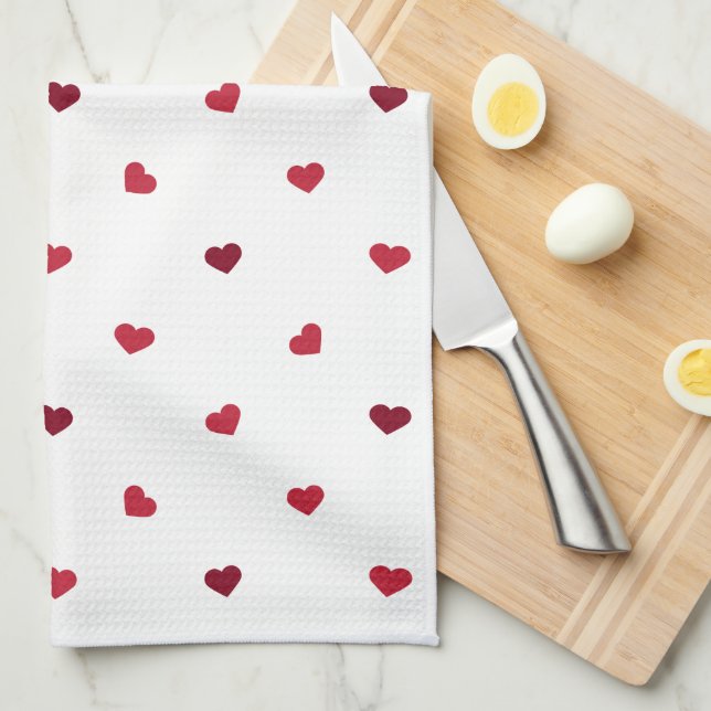 Red Hearts Geschirrtuch (Viertel Falte)
