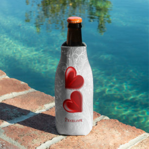 Red Hearts Glacière de bouteille personnalisée