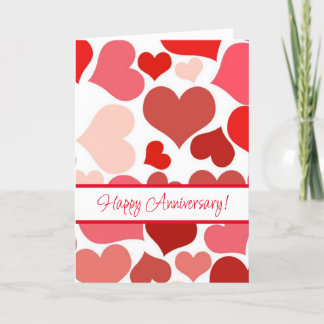 Red Hearts Happy Anniversary Card Karte