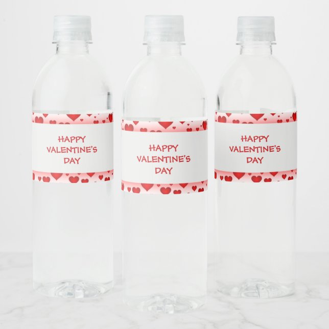 Red Hearts Happy Valentine's Day (Flaschen)