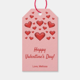 Red Hearts Happy Valentine's Day & Custom Text Geschenkanhänger
