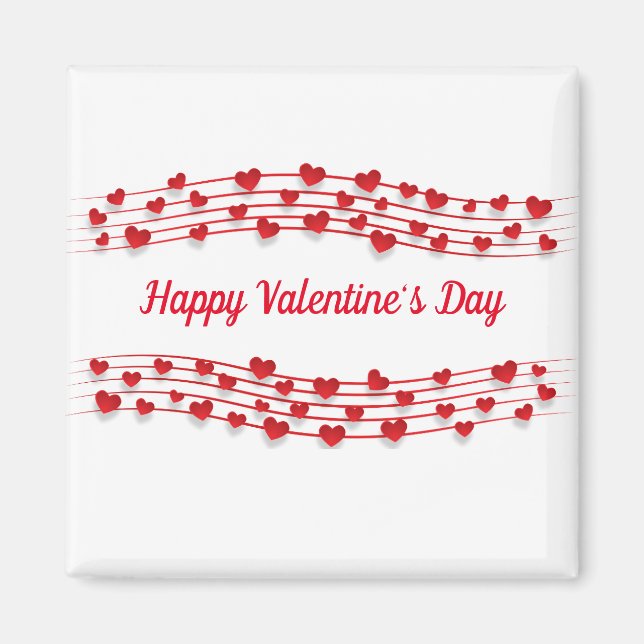 Red Hearts Happy Valentine's Day Magnet (Vorne)