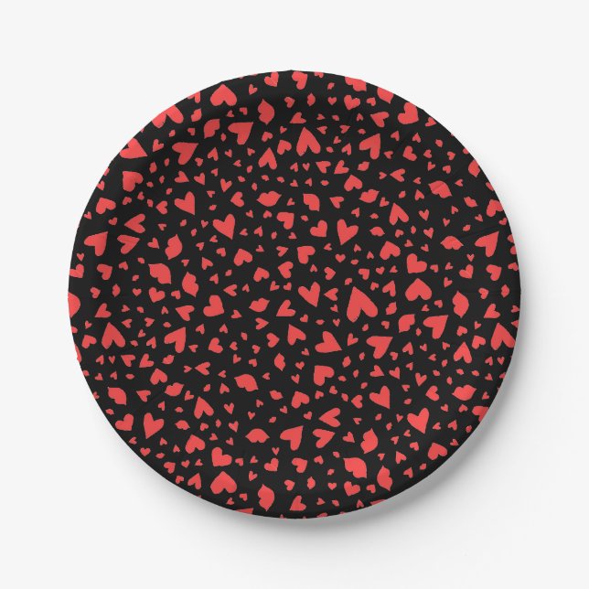 Red Hearts & Kisses Pappteller (Vorderseite)