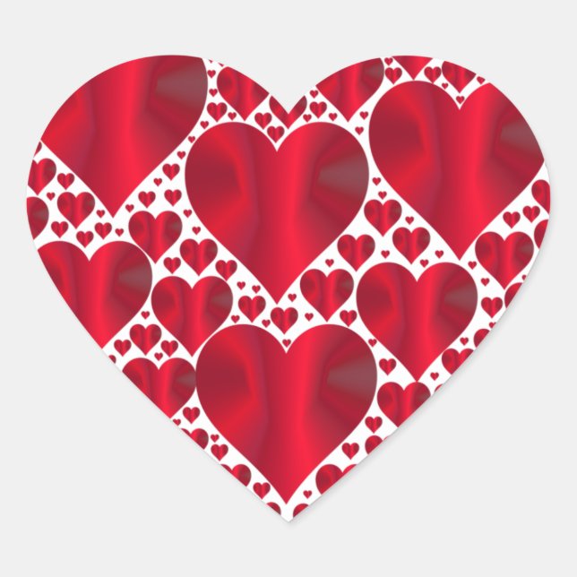 Red Hearts Lace Design auf weißem Hintergrund Herz Herz-Aufkleber (Vorderseite)