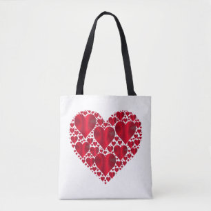 Red Hearts Lace Design auf weißem Hintergrund Tasc Tasche