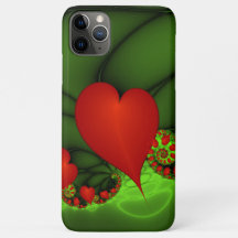 Red Hearts Lime Green Modernes Abstraktes Fraktal