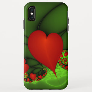 Red Hearts Lime Green Modernes Abstraktes Fraktal Case-Mate iPhone Hülle