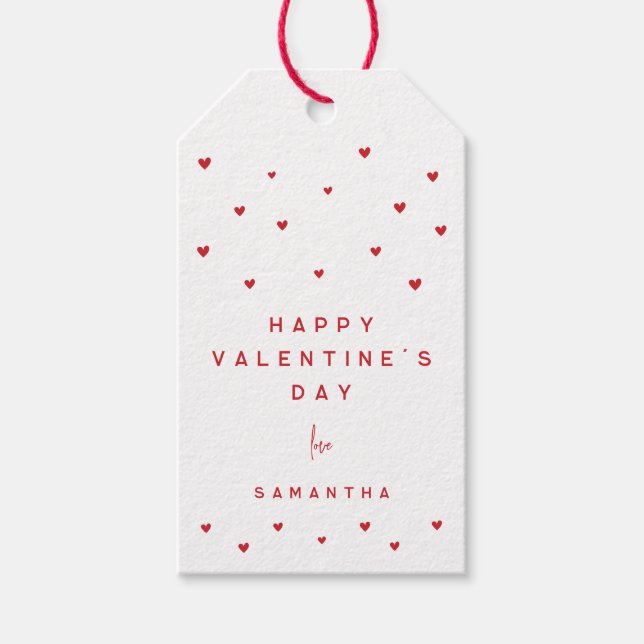 Red Hearts Love Happy Valentine's Day  Geschenkanhänger (Vorderseite)