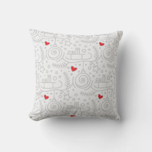 Red Hearts Moderner Whimsical Rustic Holiday Kissen