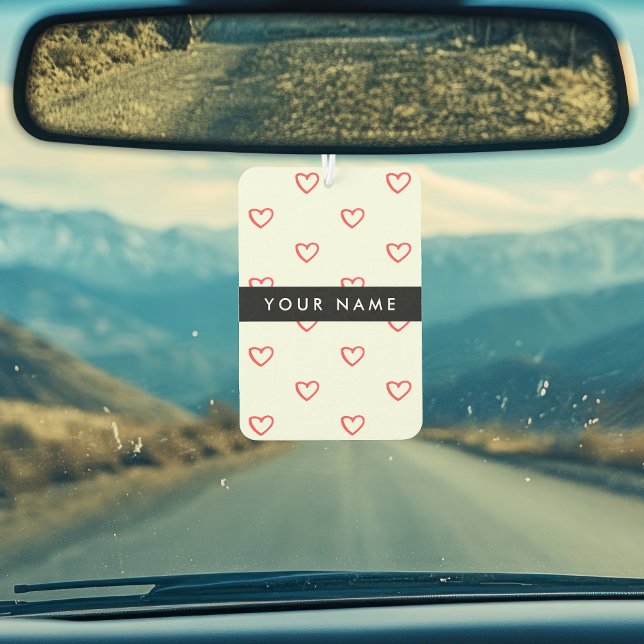 Red Hearts Muster, Liebe, Ihr Name, Personalisiere Autolufterfrischer (Von Creator hochgeladen)