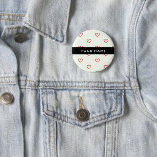 Red Hearts Muster, Liebe, Ihr Name, Personalisiere Button