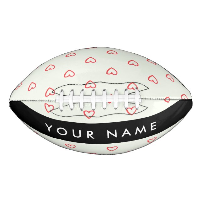 Red Hearts Muster, Liebe, Ihr Name, Personalisiere Football (Vorderseite)