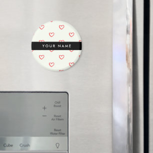 Red Hearts Muster, Liebe, Ihr Name, Personalisiere Magnet