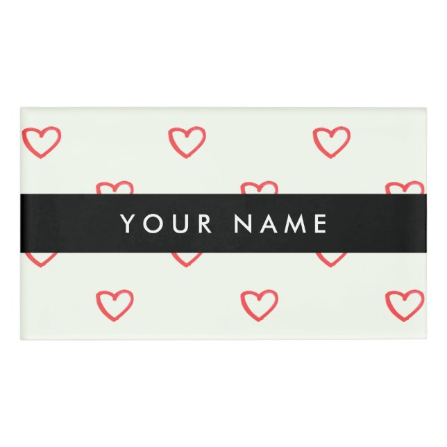 Red Hearts Muster, Liebe, Ihr Name, Personalisiere Namenschild (Vorderseite)