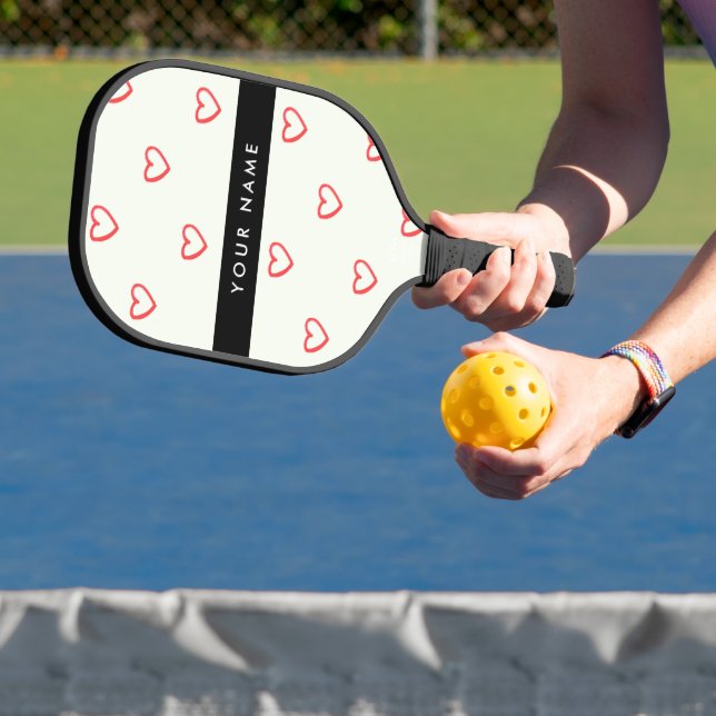 Red Hearts Muster, Liebe, Ihr Name, Personalisiere Pickleball Schläger (InSitu)