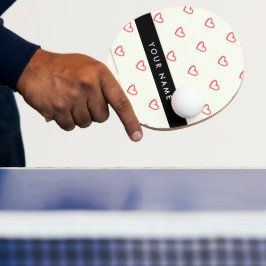 Red Hearts Muster, Liebe, Ihr Name, Personalisiere Tischtennis Schläger