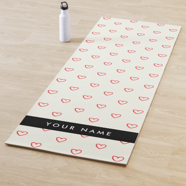 Red Hearts Muster, Liebe, Ihr Name, Personalisiere Yogamatte (Beispiel)