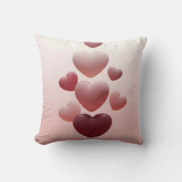 red hearts on pastel pink backdrop, valentine kissen