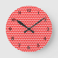 Red Hearts on White Clock