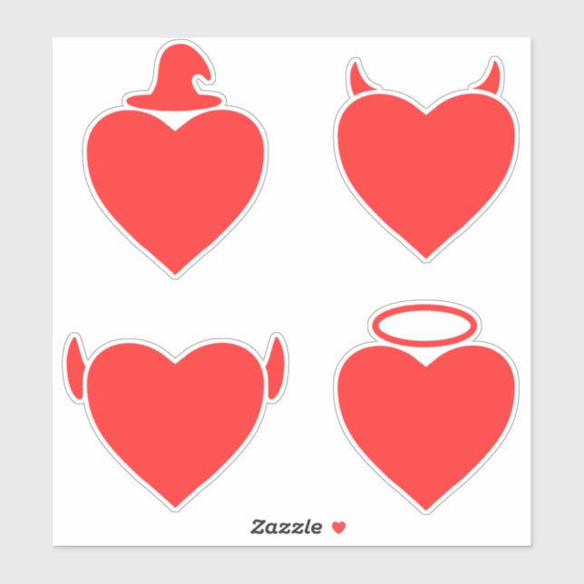 Red Hearts Pack Engel, Devil, Elf und Zauberer Aufkleber (Blatt)