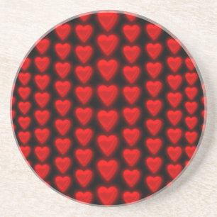 Red Hearts Pattern Sandstone Untersetzer