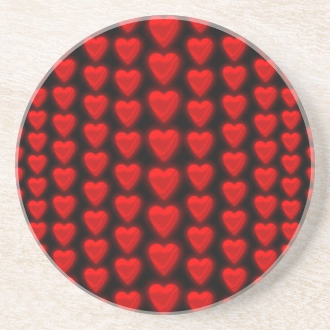 Red Hearts Pattern Sandstone Untersetzer (Vorne)