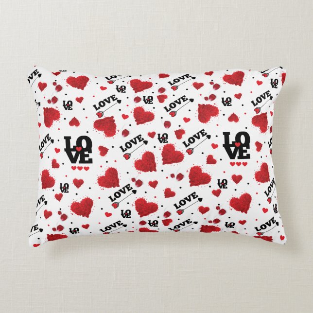 Red Hearts Pattern Valentine's Day Dekokissen (Vorderseite)