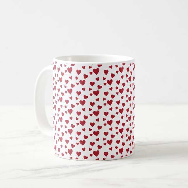 Red Hearts Pattern Valentine's Day Kaffeetasse (Vorderseite Links)