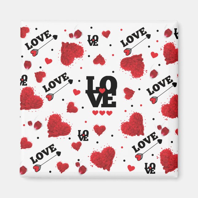 Red Hearts Pattern Valentine's Day Magnet (Vorne)
