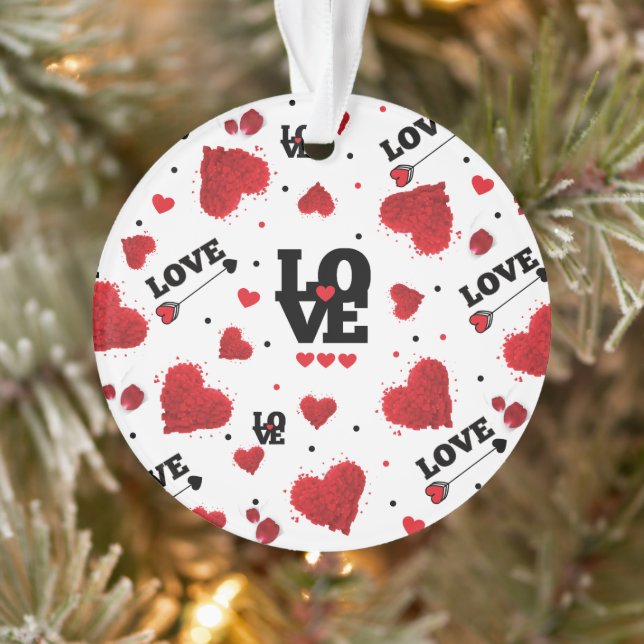 Red Hearts Pattern Valentine's Day Ornament (Baum)