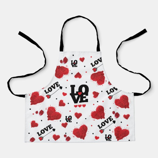 Red Hearts Pattern Valentine's Day Schürze (Vorderseite)