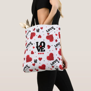 Red Hearts Pattern Valentine's Day Tasche