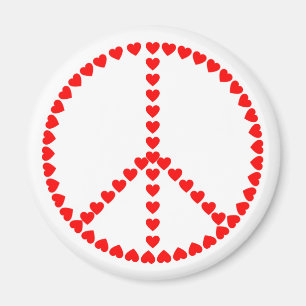 Red Hearts Peace Sign Hippie Magnet