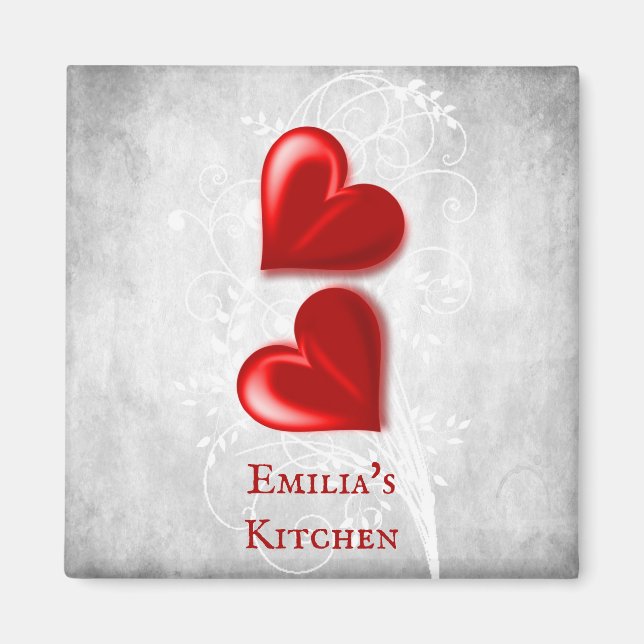 Red Hearts Personalisiert Magnet (Vorne)