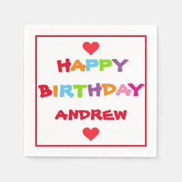 Red Hearts Personalisierte Geburtstagsparty Serviette