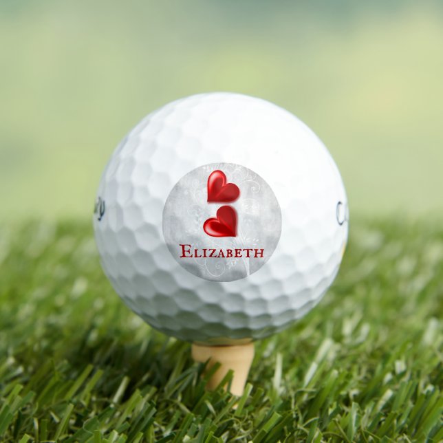 Red Hearts Personalisierte Golfplätze Golfball (Insitu T-Shirt)