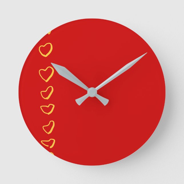 Red Hearts Runde Wanduhr (Vorderseite)