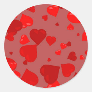 Red Hearts Runder Aufkleber