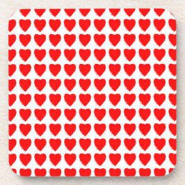 Red Hearts Seamless Pattern Getränkeuntersetzer