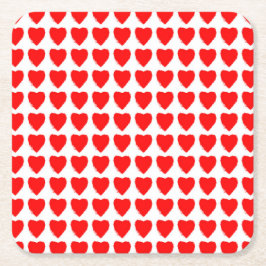 Red Hearts Seamless Pattern Rechteckiger Pappuntersetzer