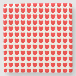 Red Hearts Seamless Pattern Steinuntersetzer