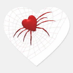 Red Hearts Spider Herz-Aufkleber