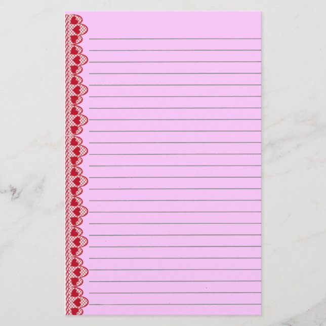 Red Hearts Stationery Briefpapier (Vorderseite)