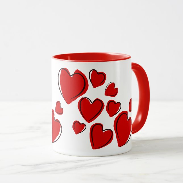 Red Hearts Tasse (VorderseiteRechts)
