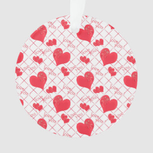 Red hearts, texte, love you, red and white.