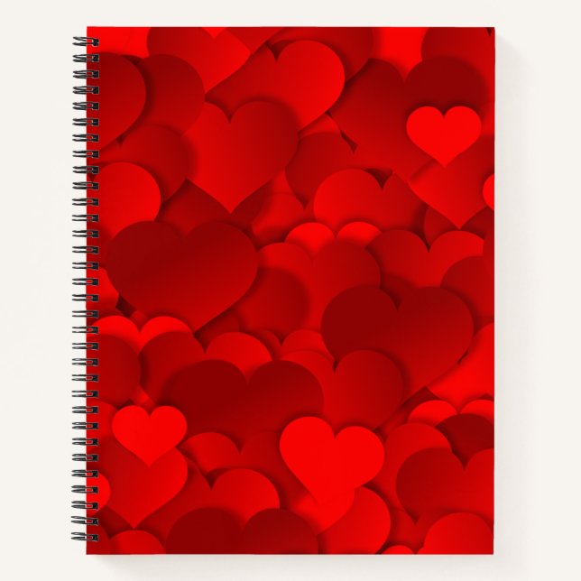 Red Hearts Texture Notizbuch (Vorderseite)