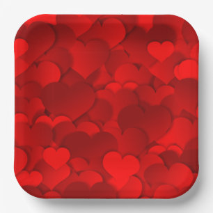Red Hearts Texture Pattern Pappteller