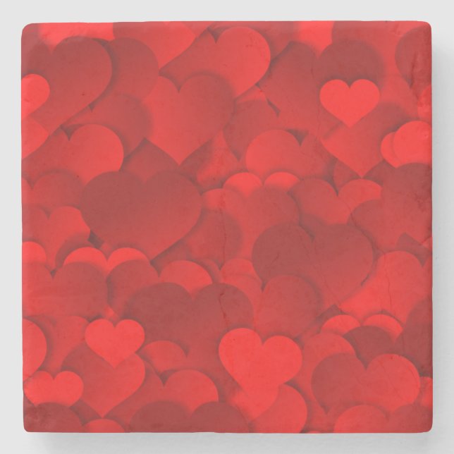 Red Hearts Texture Steinuntersetzer (Vorderseite)