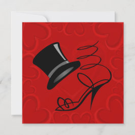 Red Hearts Top Hat High Heels Vielen Dank Hinweis Mitteilungskarte
